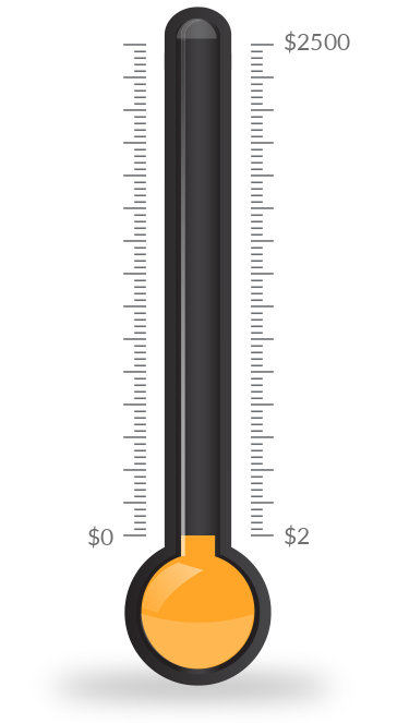 thermometer showing how much has been raised