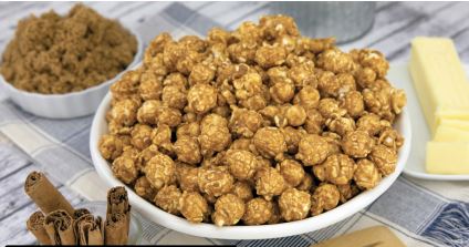 A bowl of Cinnamon Toast popcorn, a stand-out popcorn fundraiser choice.