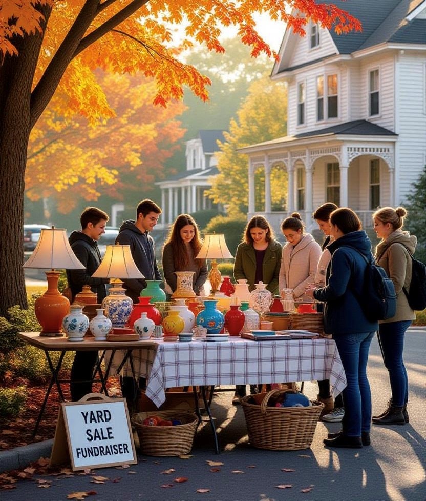People at a yard sale fundraiser